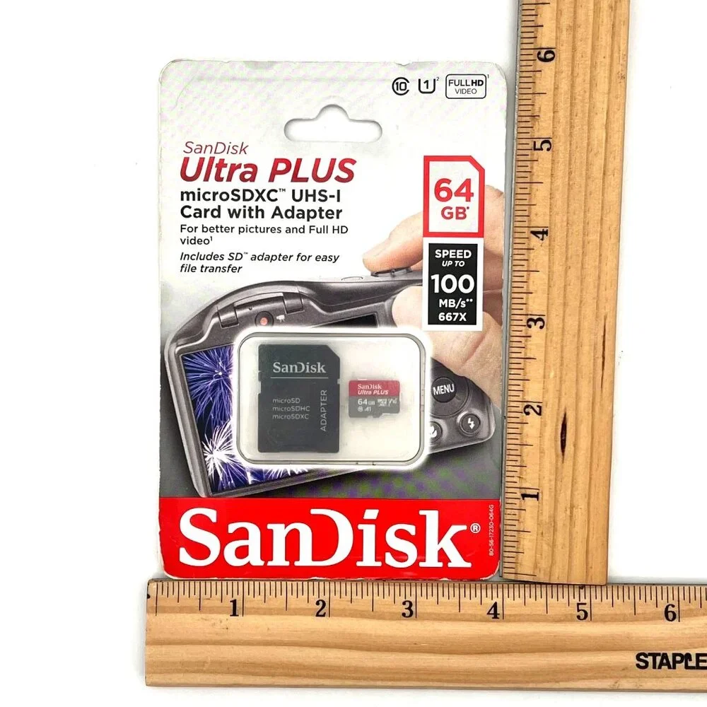 SanDisk Ultra Plus 64GB microSDXC UHS-I Card With SD Adapter Video Speed 100MB/S